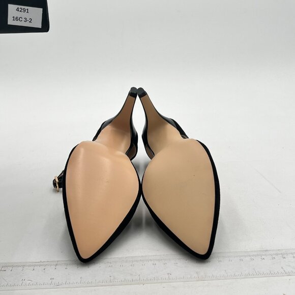 FSJ Black High Heel Pump Pointed Toe Cross Ankle Strap Buckle D'Orsay Sandals - Picture 7 of 8